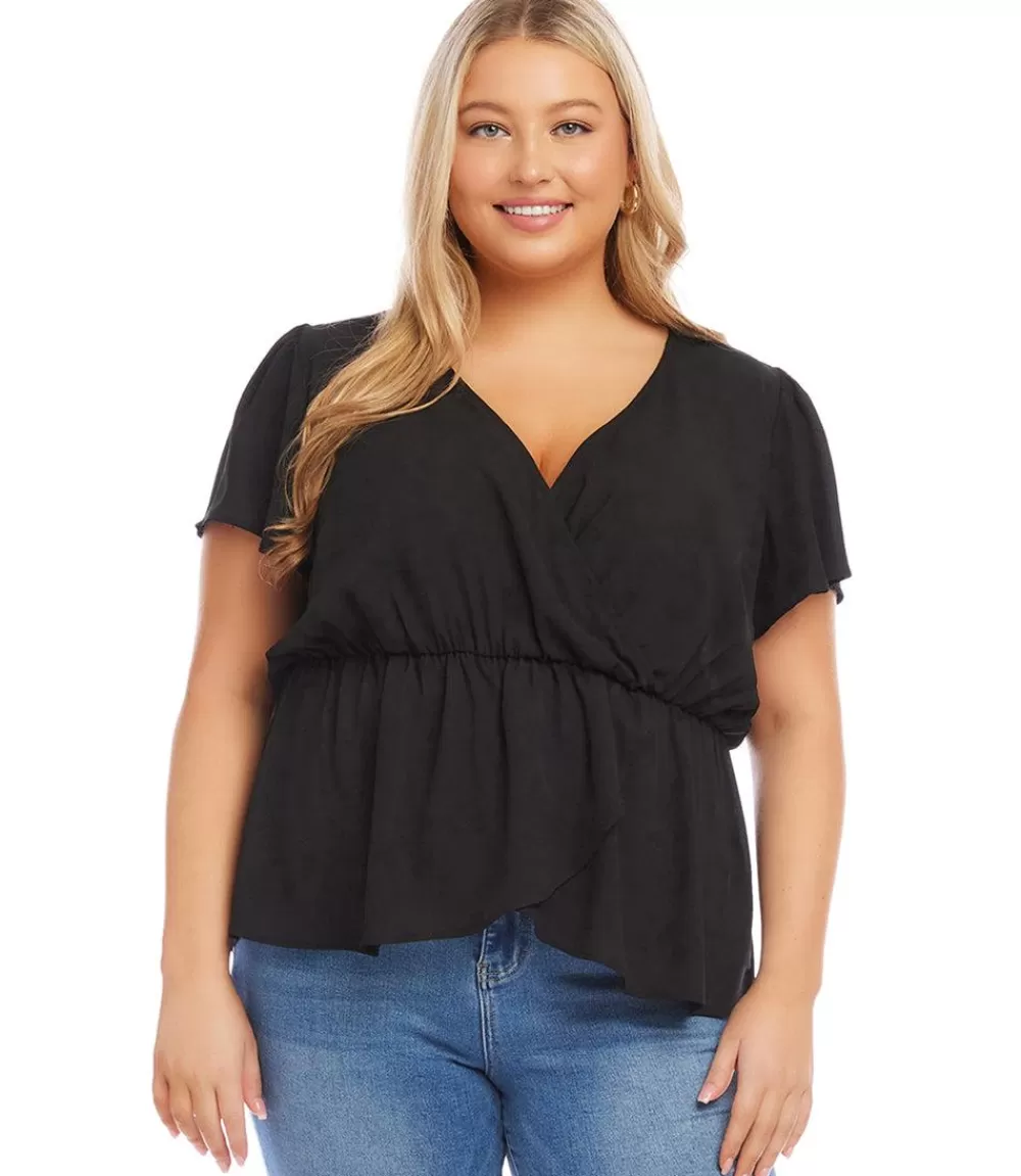 Plus Size Faux Wrap Top>Karen Kane Sale