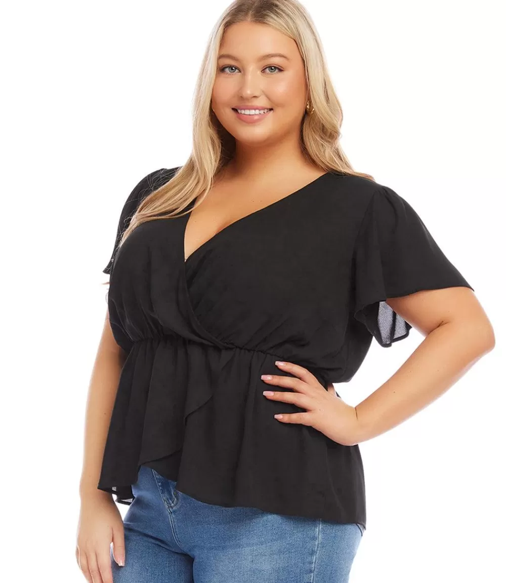 Plus Size Faux Wrap Top>Karen Kane Sale