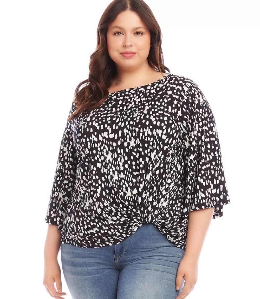 Plus Size Flare Sleeve Pickup Top>Karen Kane Shop