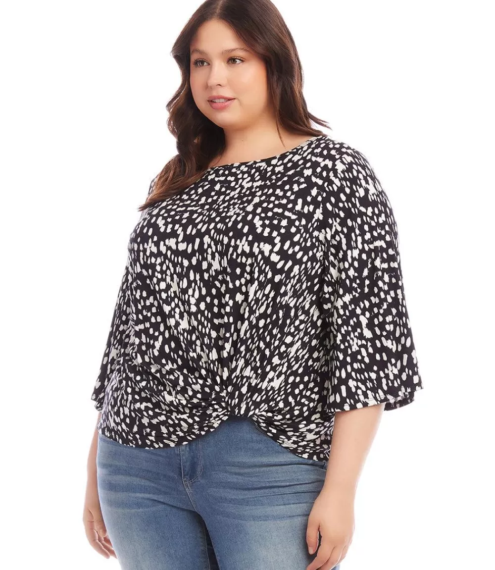 Plus Size Flare Sleeve Pickup Top>Karen Kane Shop