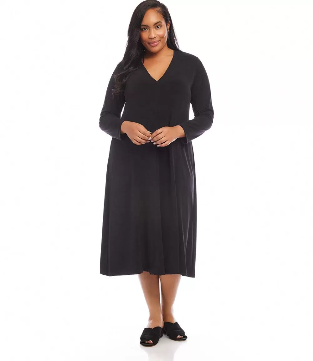 Plus Size Kate V-Neck Midi Travel Dress>Karen Kane Clearance