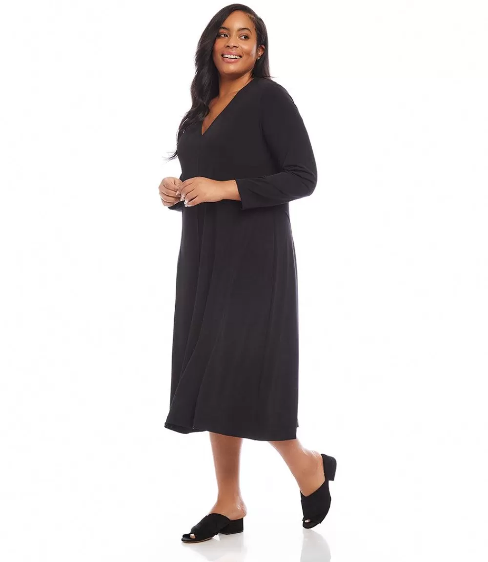 Plus Size Kate V-Neck Midi Travel Dress>Karen Kane Clearance