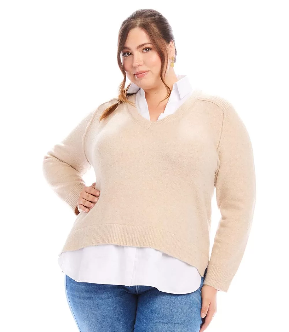 Plus Size Layered Sweater>Karen Kane Sale