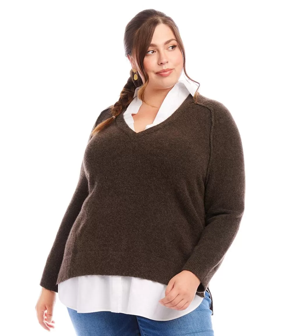 Plus Size Layered Sweater>Karen Kane Flash Sale