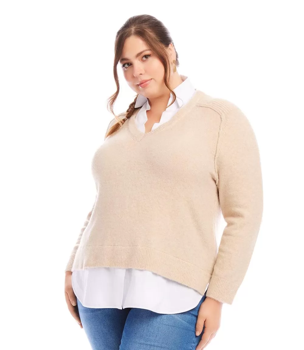 Plus Size Layered Sweater>Karen Kane Sale