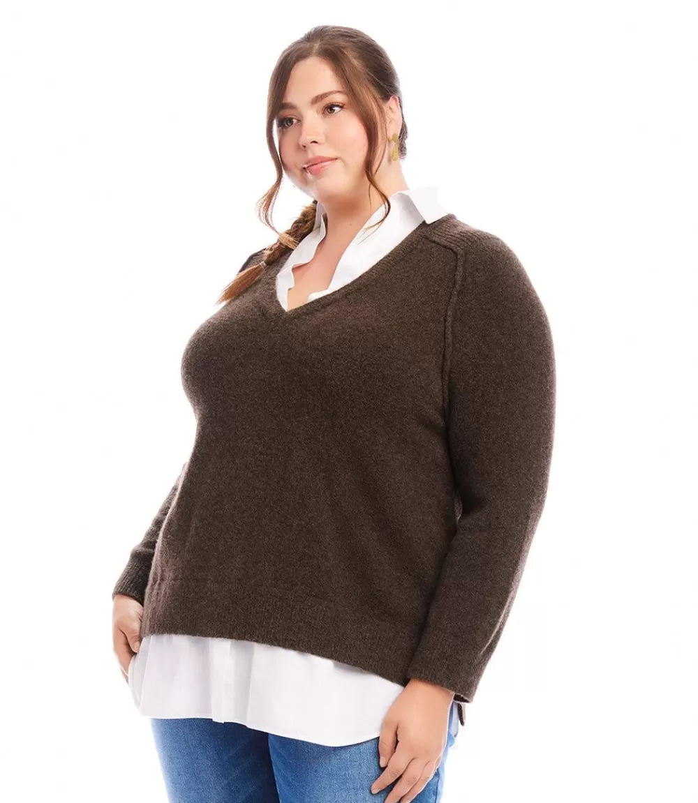 Plus Size Layered Sweater>Karen Kane Flash Sale