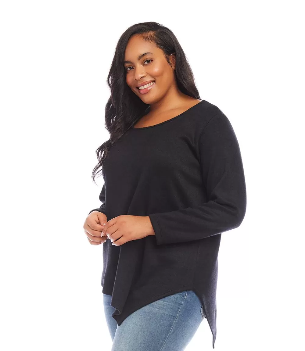 Plus Size Long Sleeve Asymmetric Top>Karen Kane Store