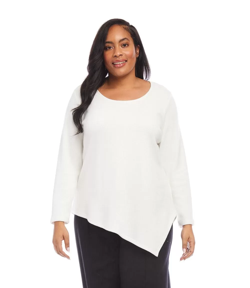 Plus Size Long Sleeve Asymmetric Top>Karen Kane Outlet