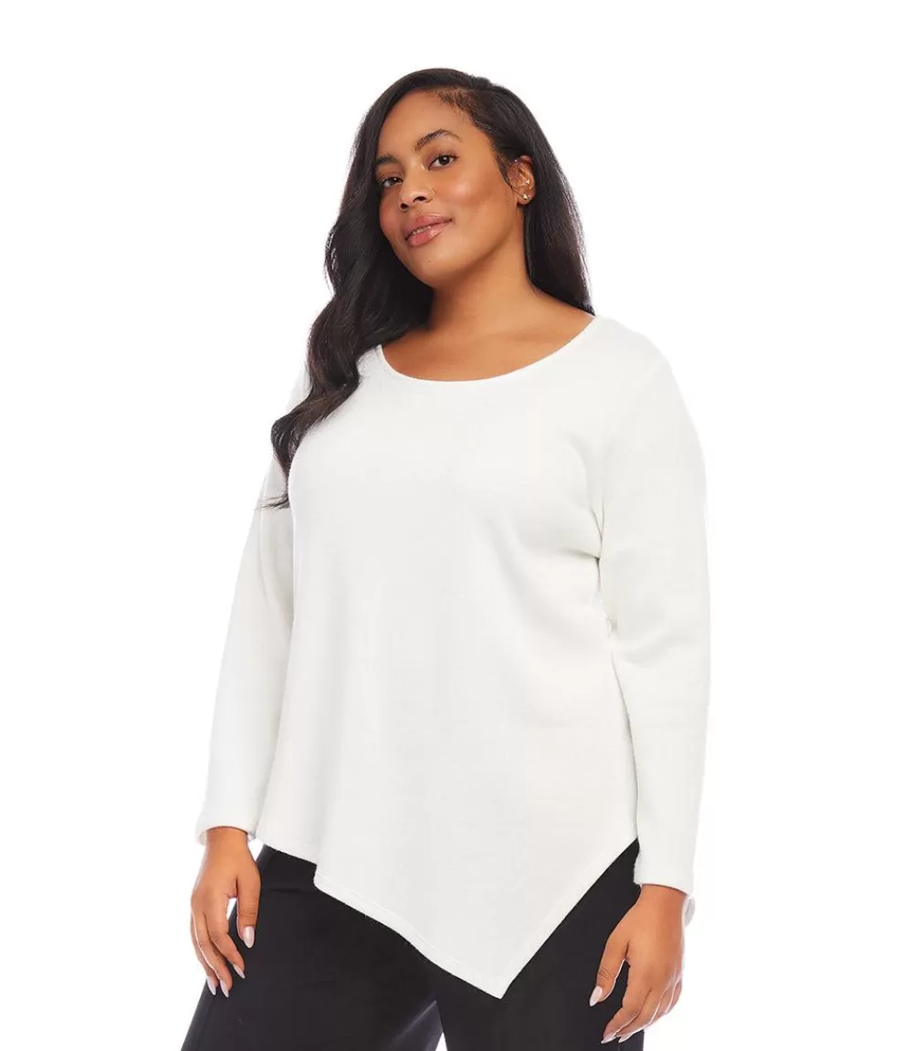 Plus Size Long Sleeve Asymmetric Top>Karen Kane Outlet