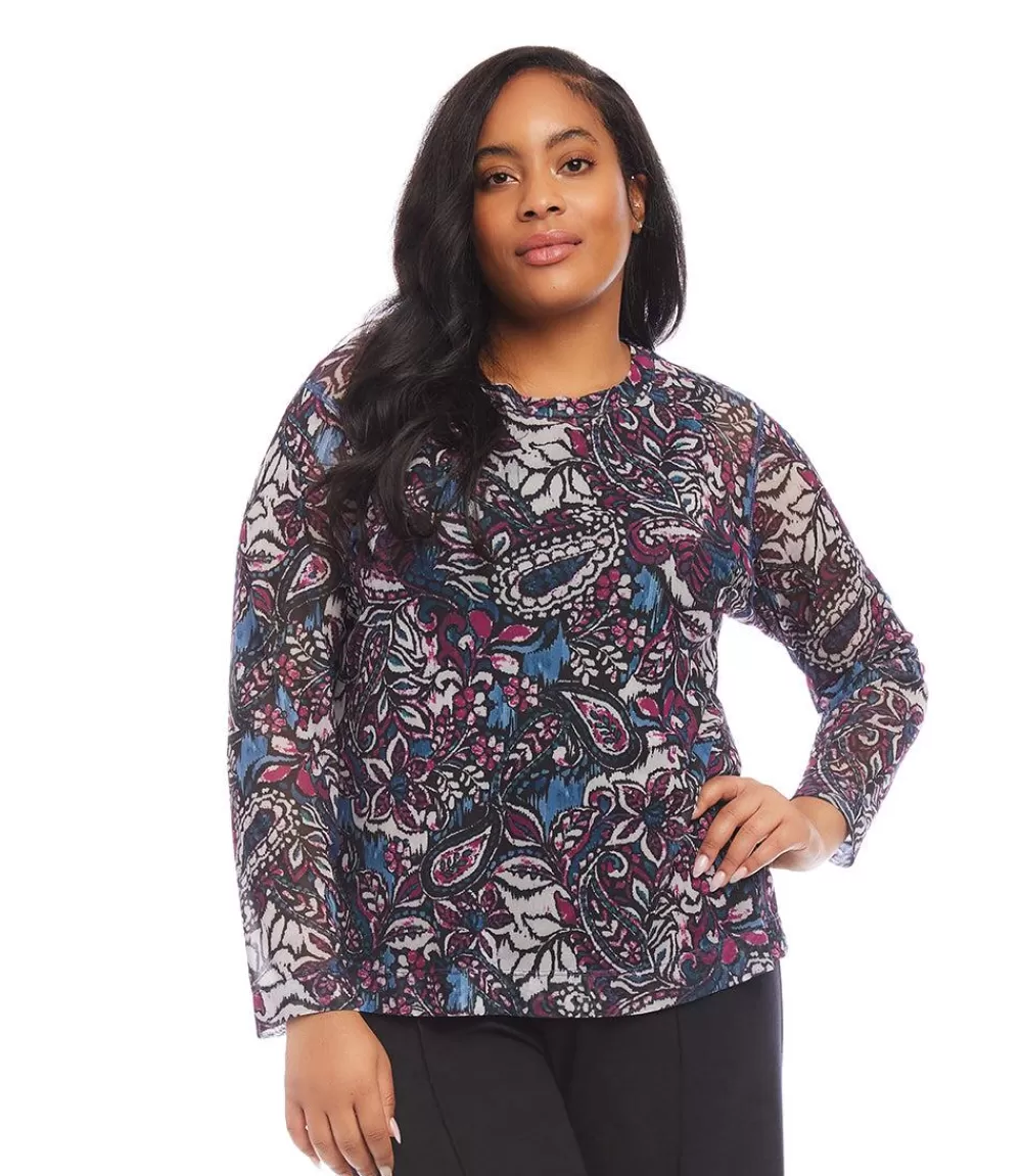 Plus Size Long Sleeve Crewneck Top>Karen Kane Discount