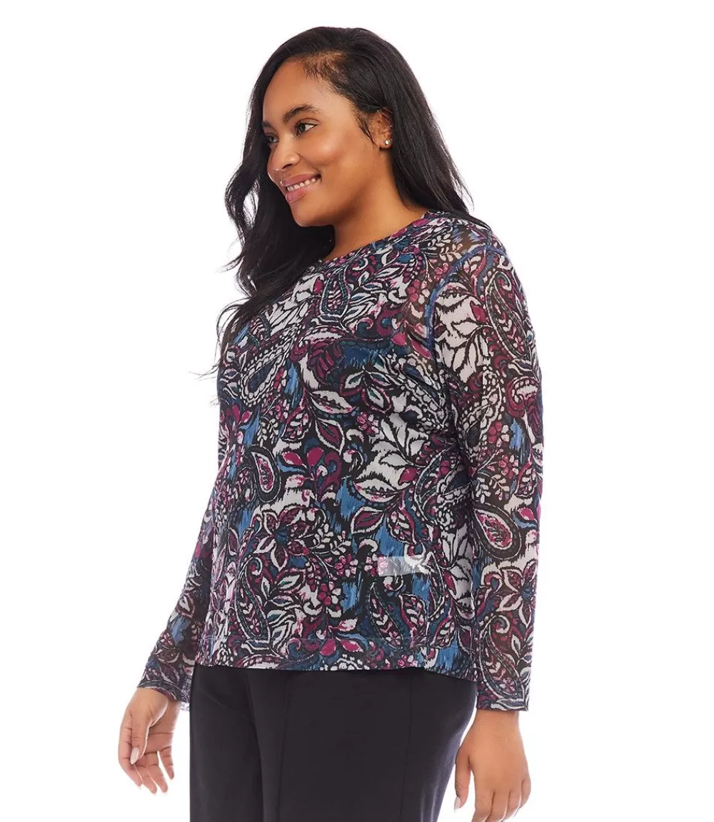 Plus Size Long Sleeve Crewneck Top>Karen Kane Discount