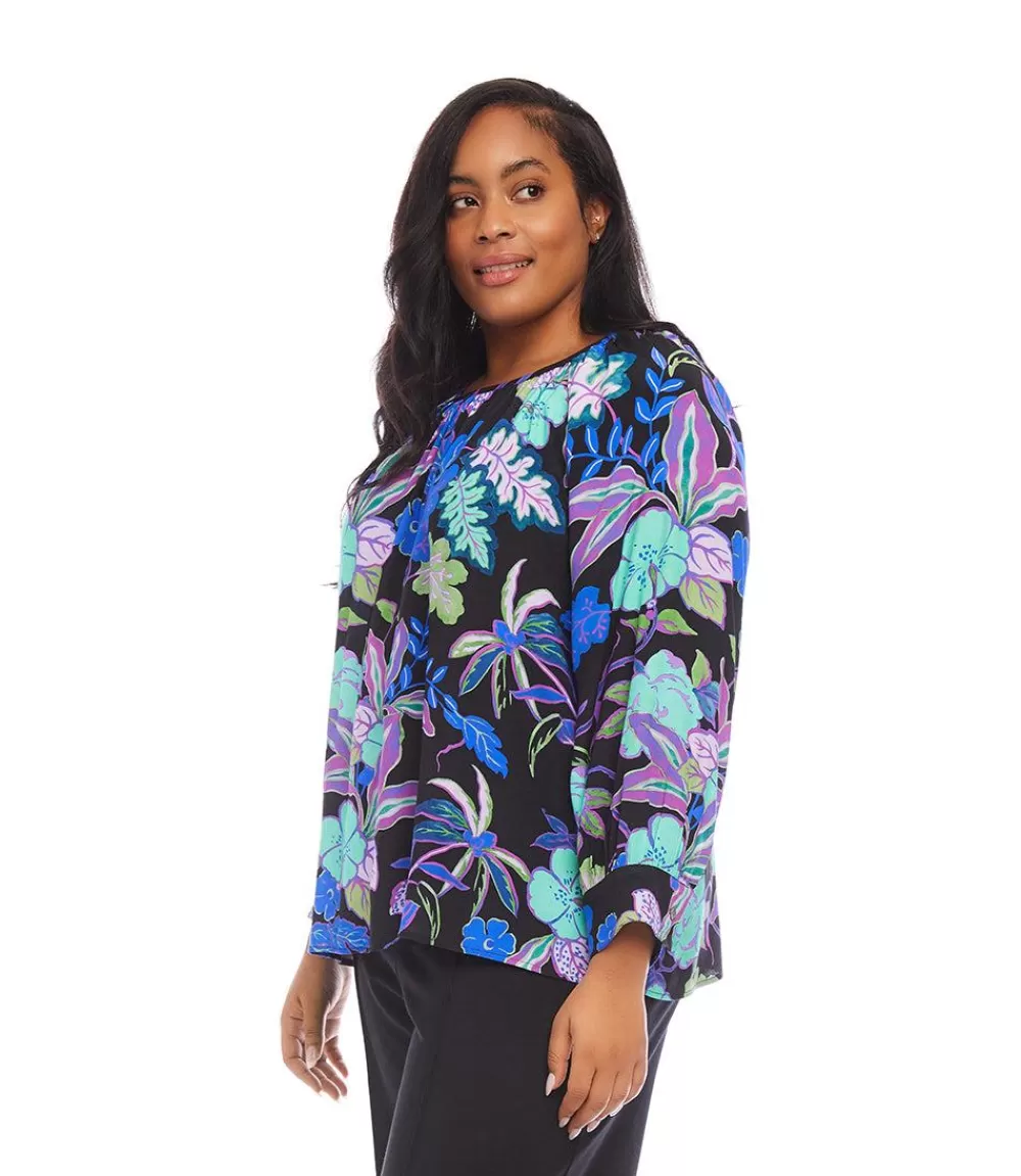 Plus Size Long Sleeve Peasant Top>Karen Kane New