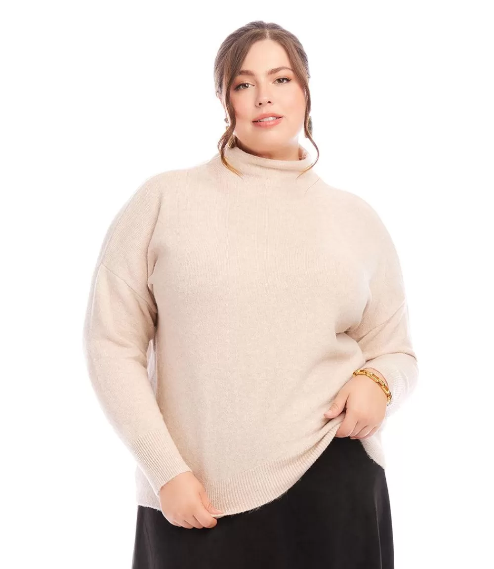 Plus Size Mock Neck Sweater>Karen Kane Cheap