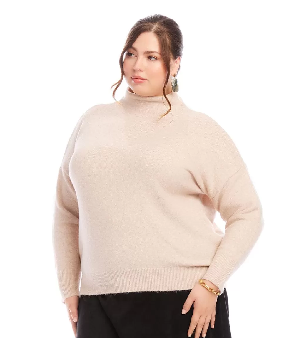 Plus Size Mock Neck Sweater>Karen Kane Cheap