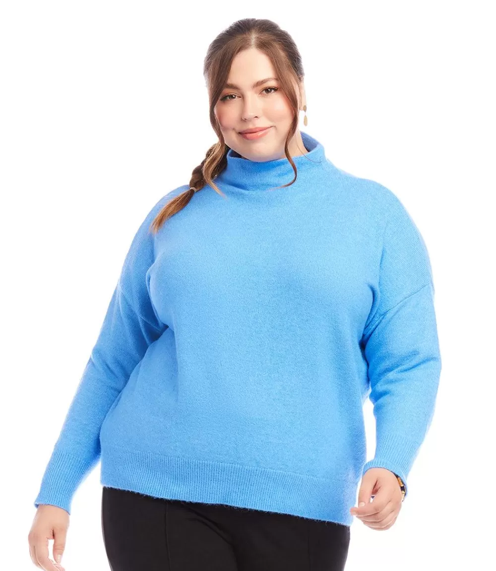 Plus Size Mock Neck Sweater>Karen Kane Sale