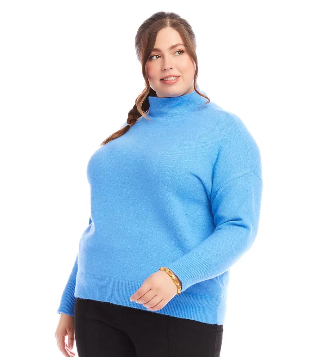 Plus Size Mock Neck Sweater>Karen Kane Sale