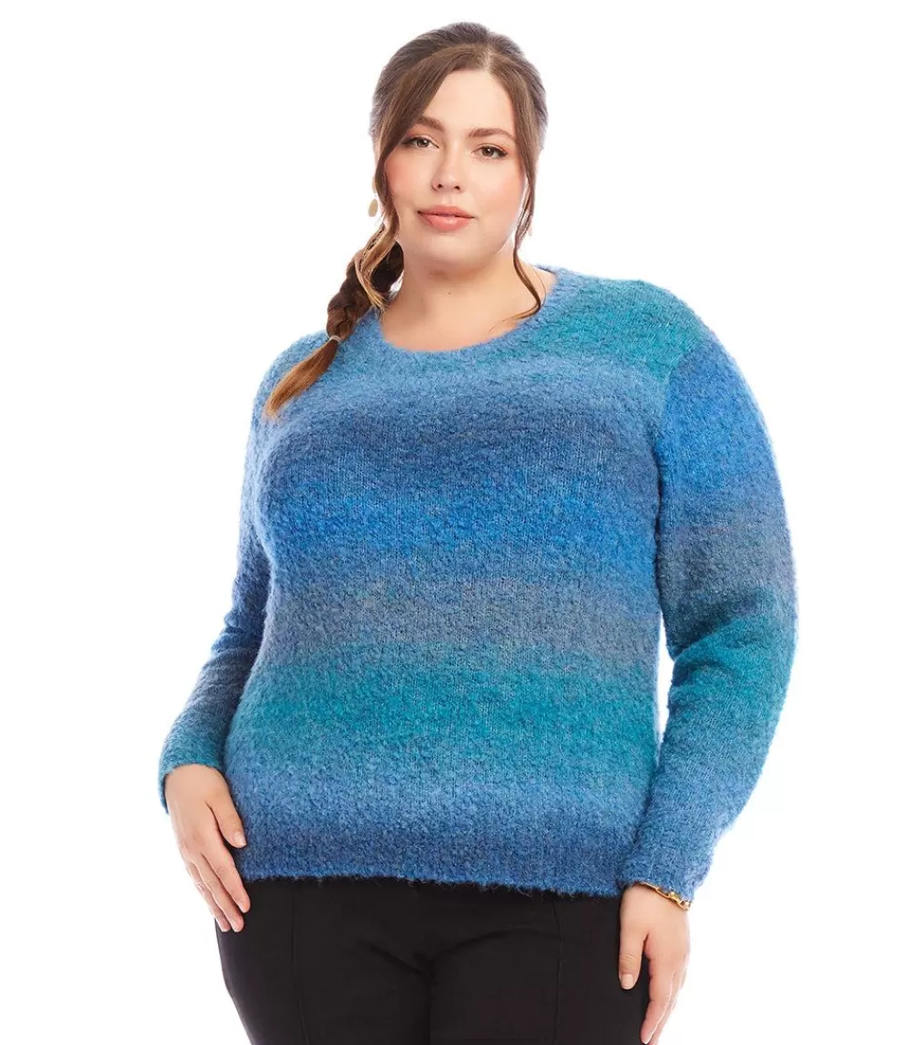 Plus Size Ombre Boucle Sweater>Karen Kane New