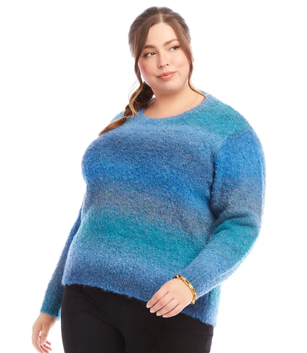 Plus Size Ombre Boucle Sweater>Karen Kane New