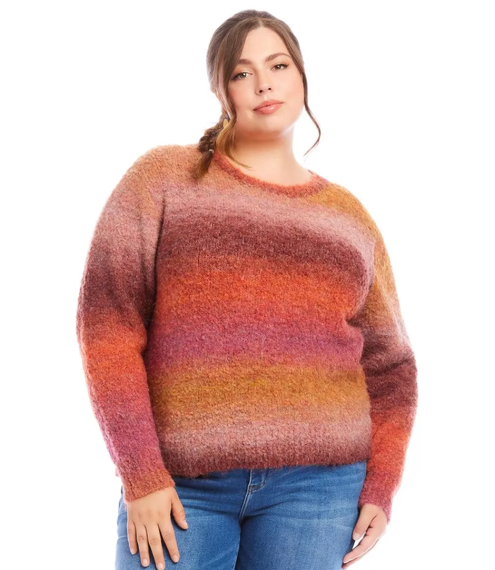 Plus Size Ombre Boucle Sweater>Karen Kane Clearance