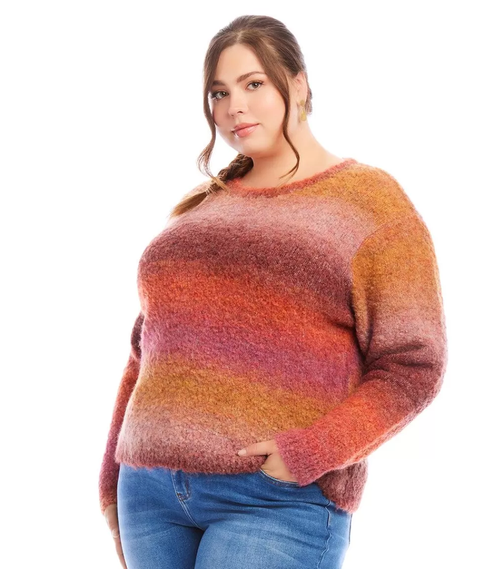 Plus Size Ombre Boucle Sweater>Karen Kane Clearance