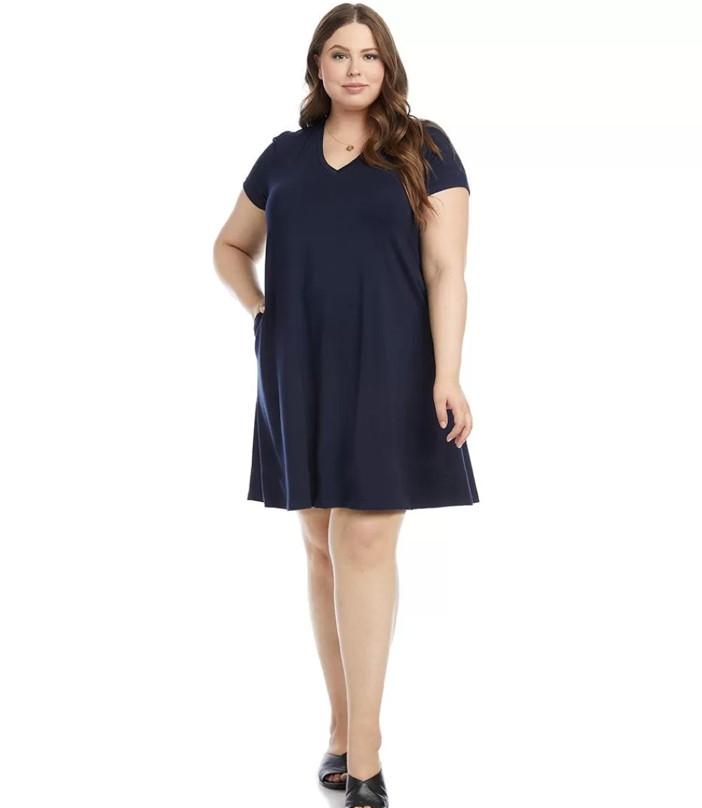 Plus Size Quinn V-Neck Pocket Dress>Karen Kane Store