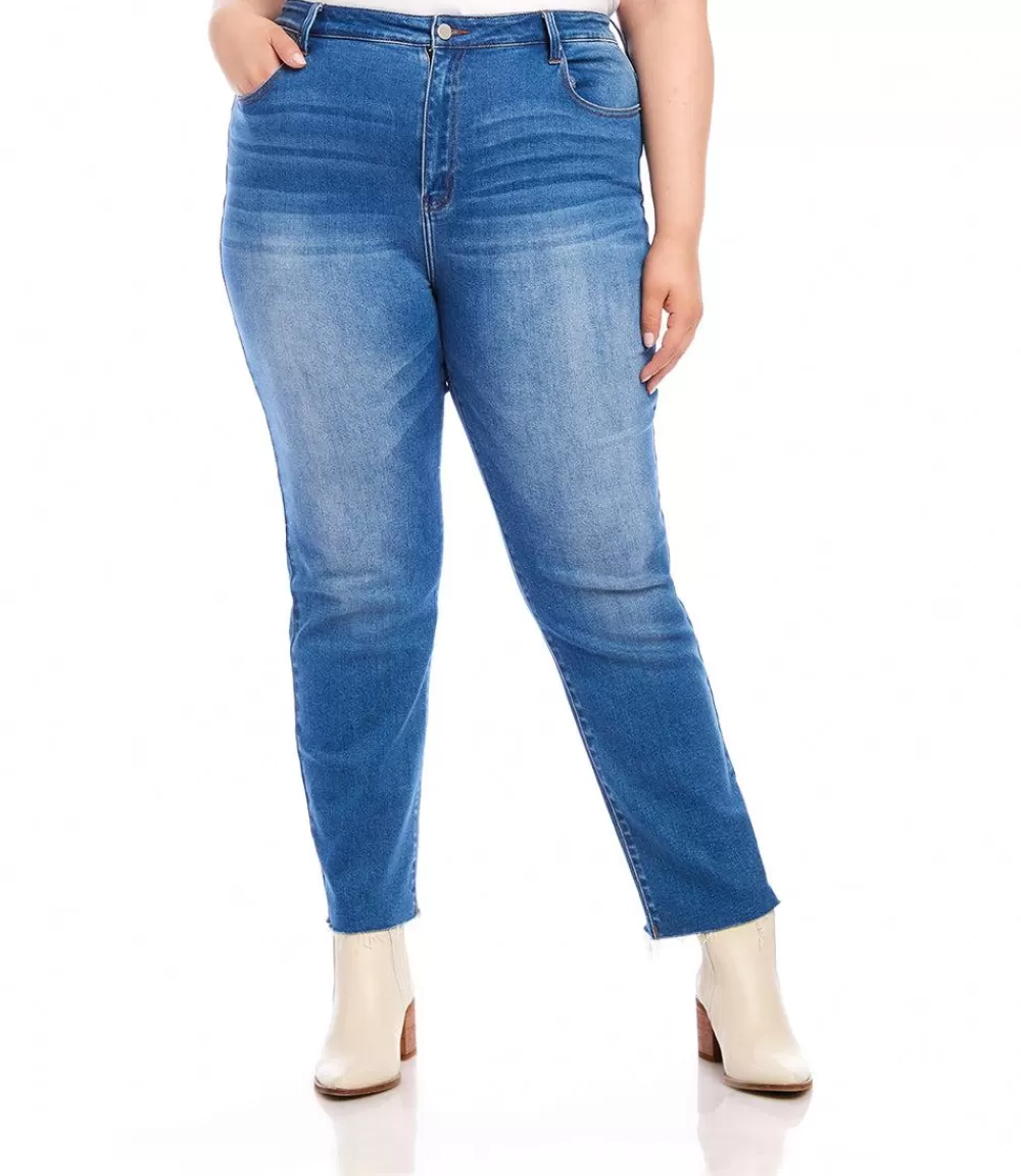 Plus Size Raw Hem Straight Jeans>Karen Kane Best