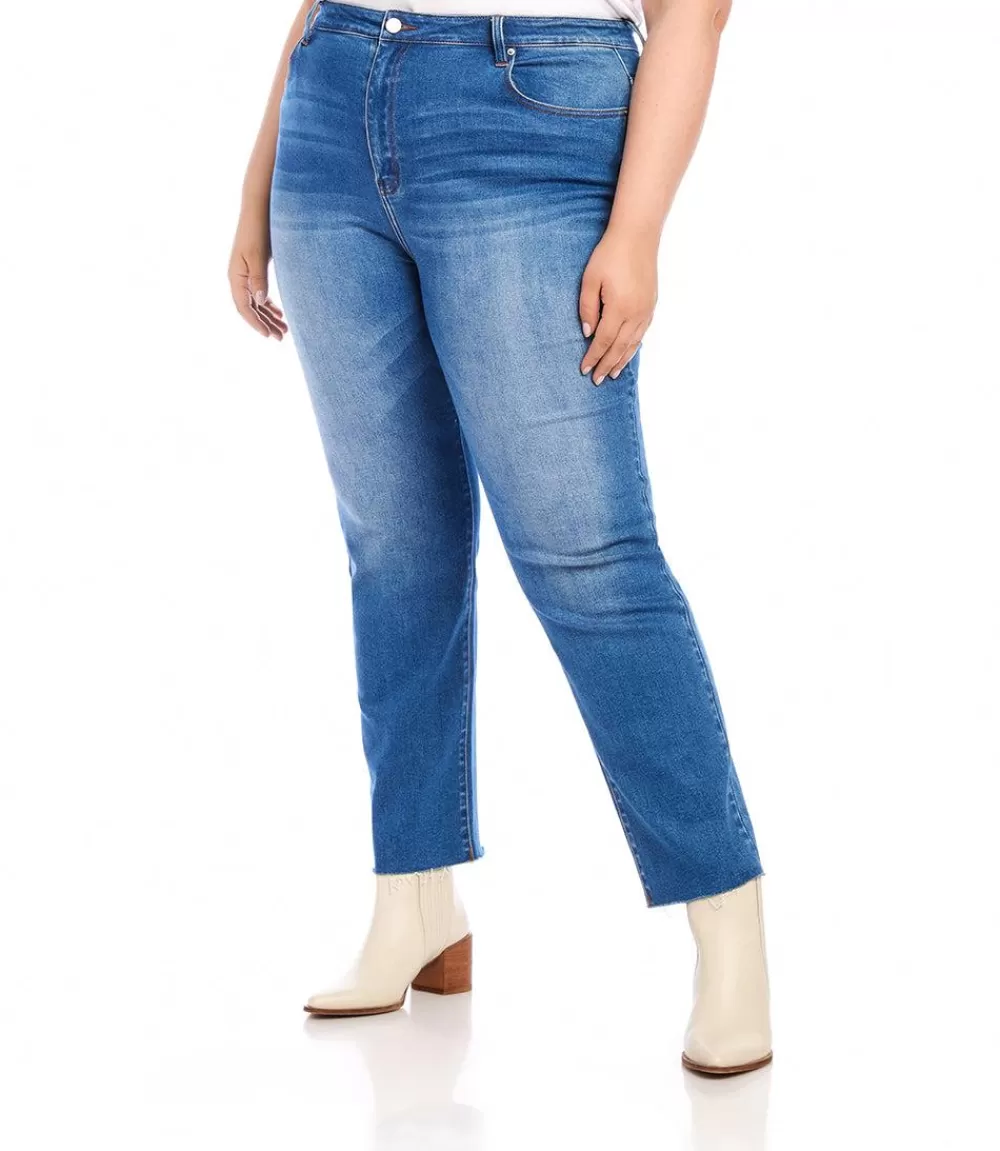 Plus Size Raw Hem Straight Jeans>Karen Kane Best