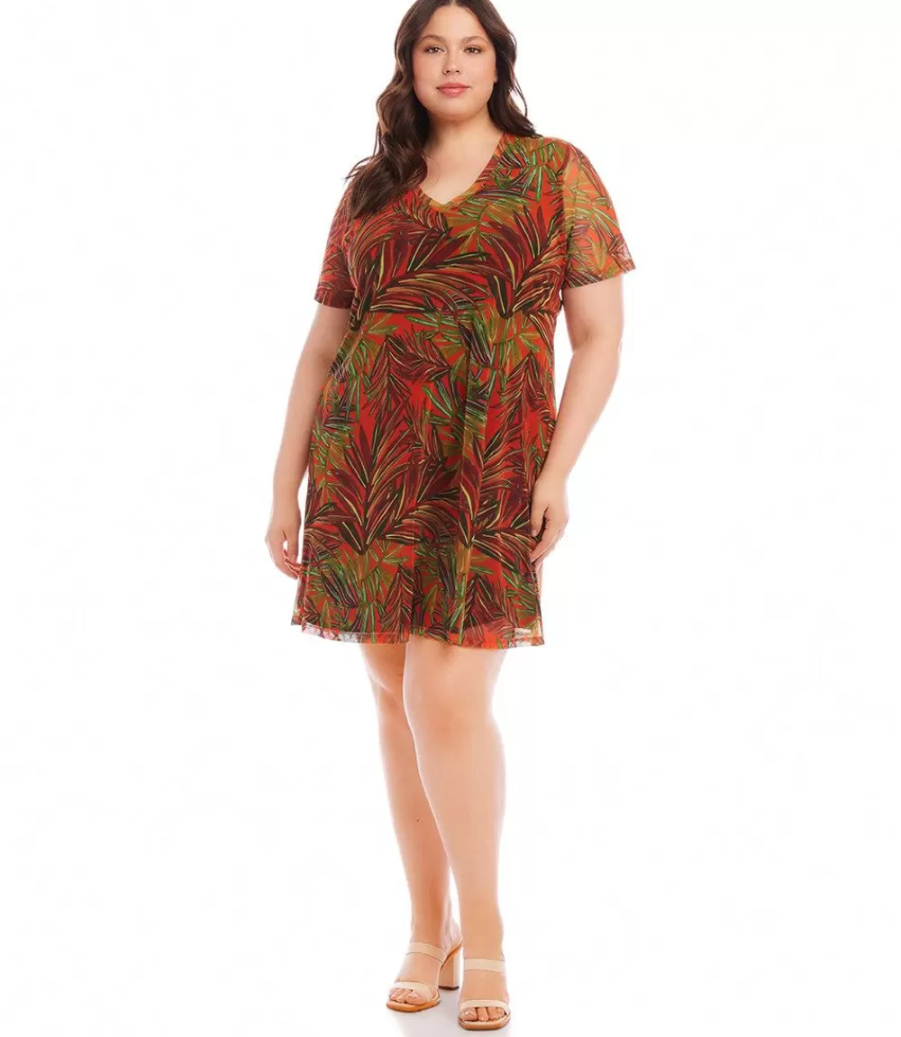 Plus Size Short Sleeve A-Line Dress>Karen Kane Cheap