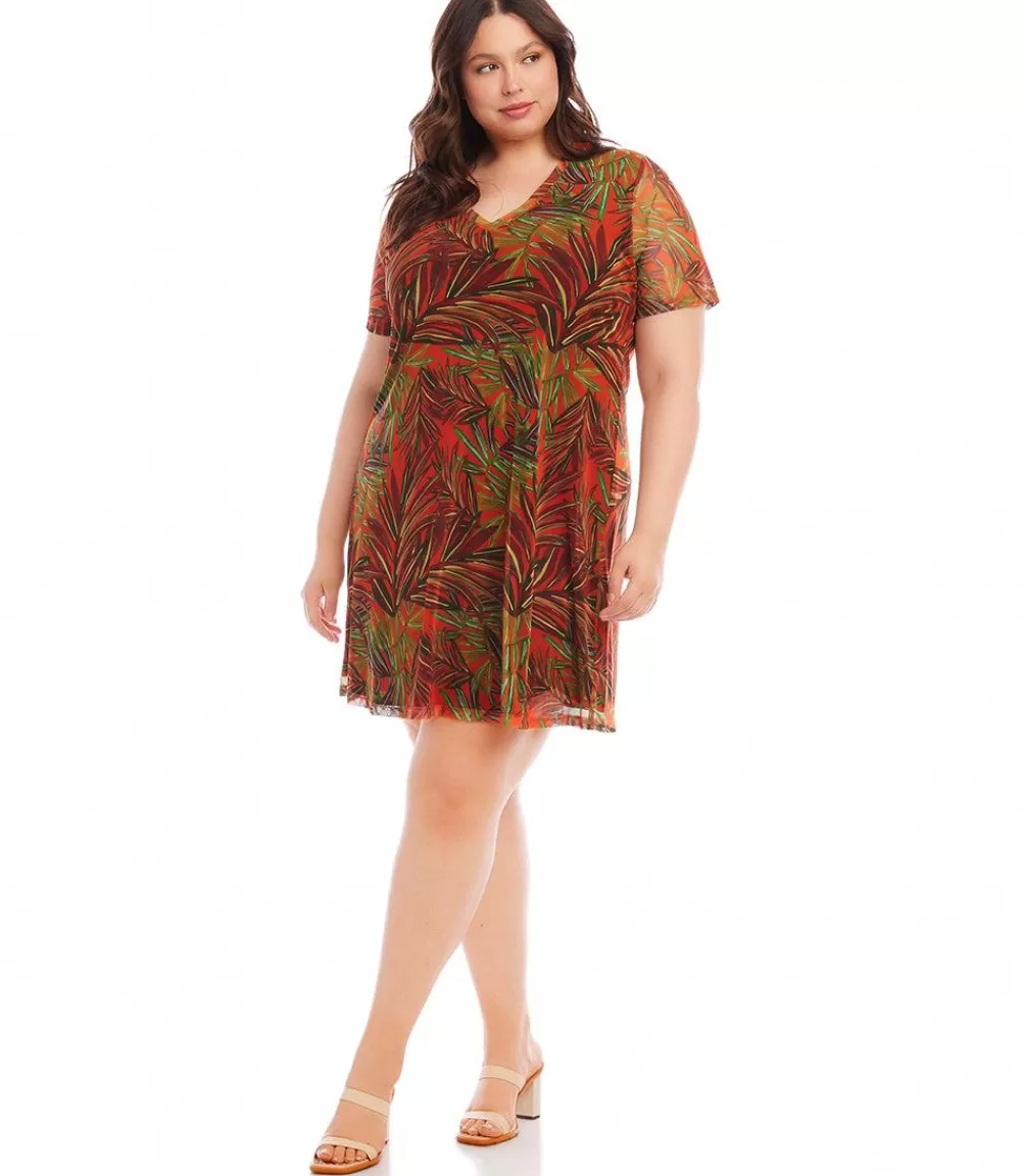 Plus Size Short Sleeve A-Line Dress>Karen Kane Cheap