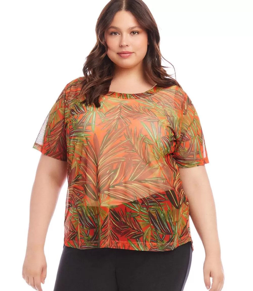 Plus Size Short Sleeve Mesh Top>Karen Kane Shop