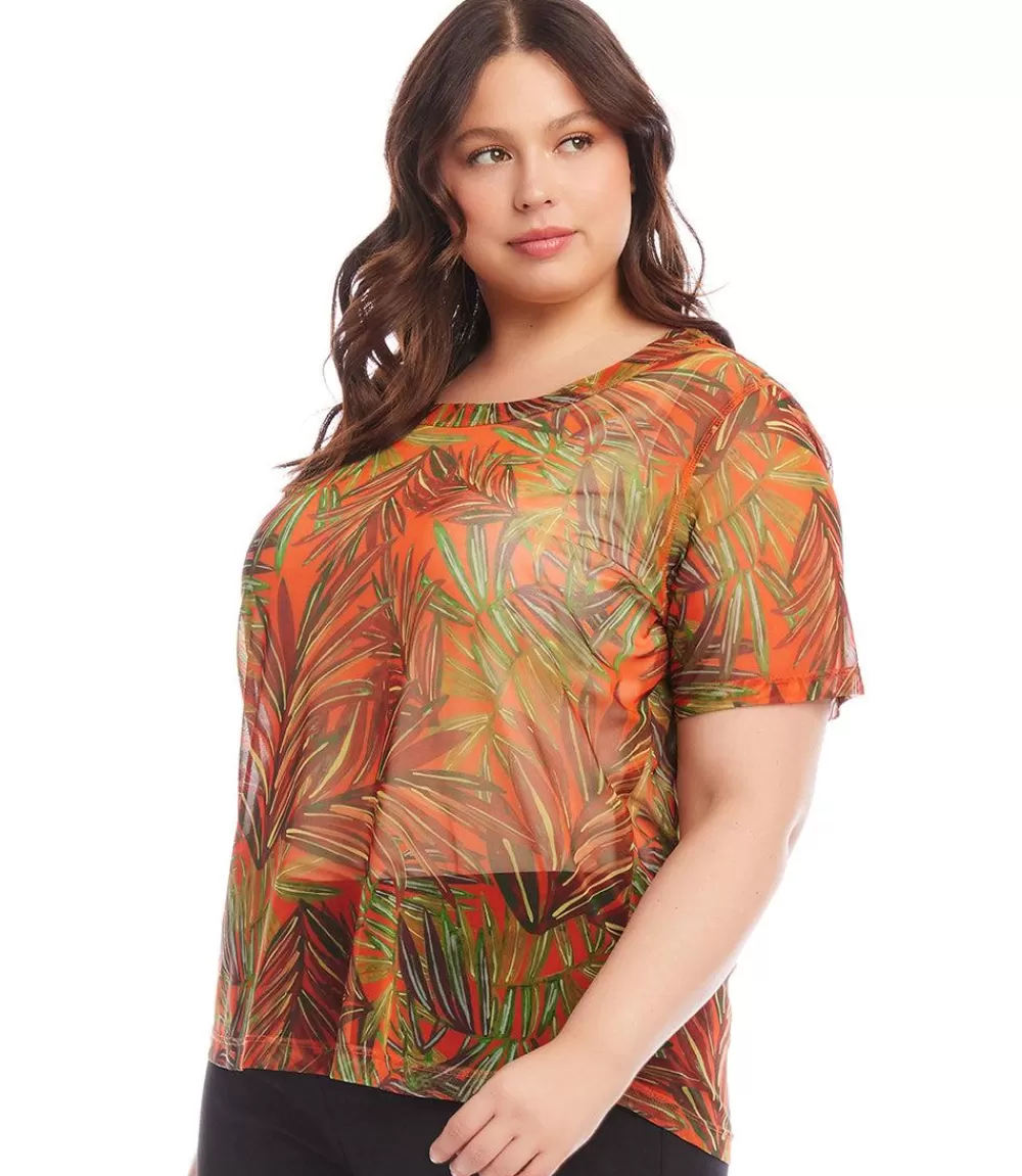 Plus Size Short Sleeve Mesh Top>Karen Kane Shop