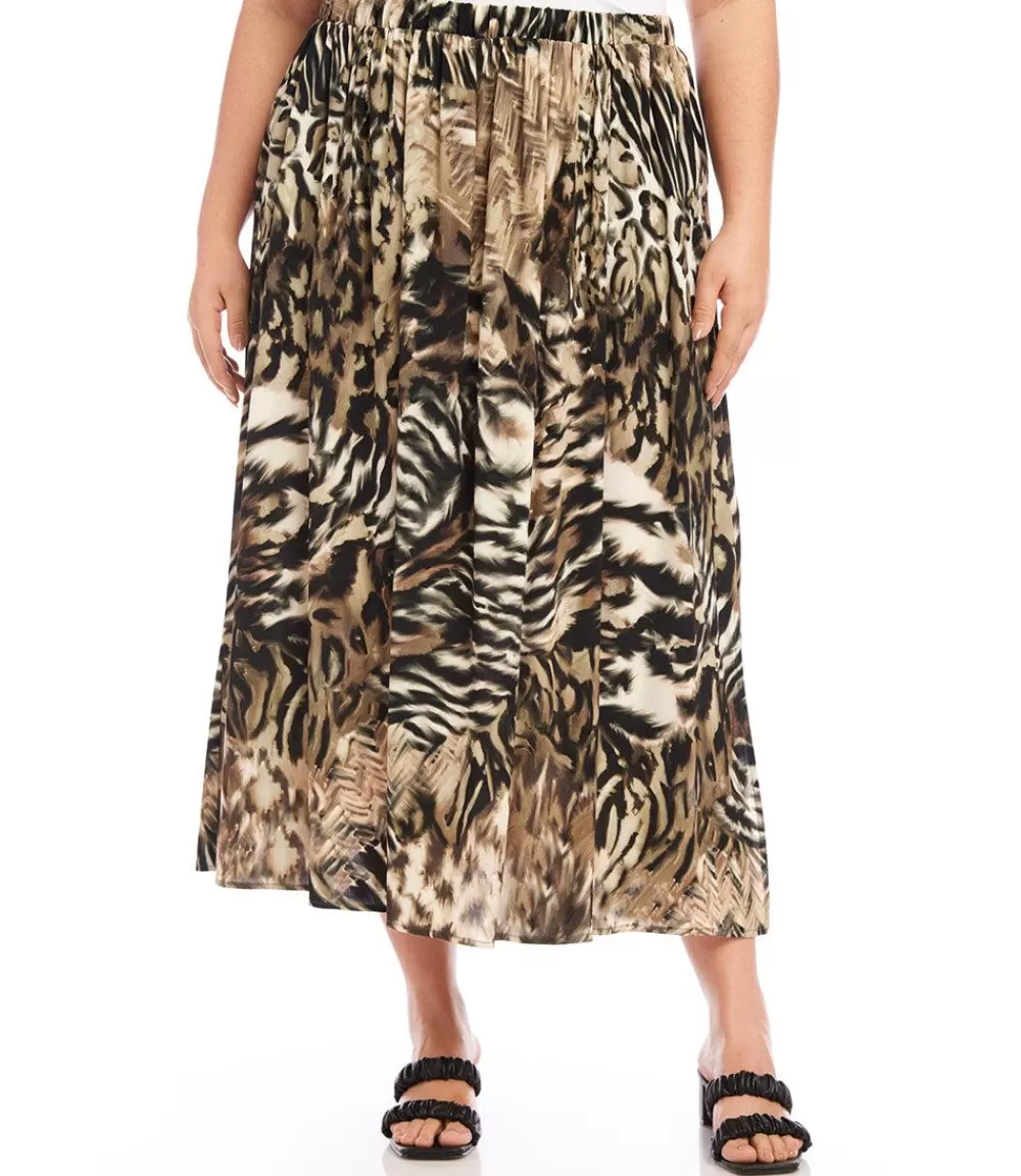 Plus Size Side-Slit Midi Skirt>Karen Kane Outlet