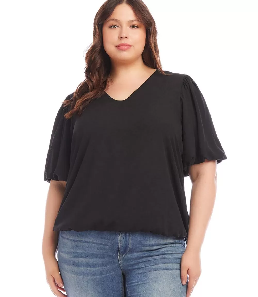 Plus Size Sleeve Puff Sleeve Top>Karen Kane Shop