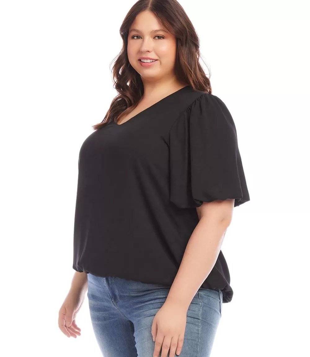 Plus Size Sleeve Puff Sleeve Top>Karen Kane Shop