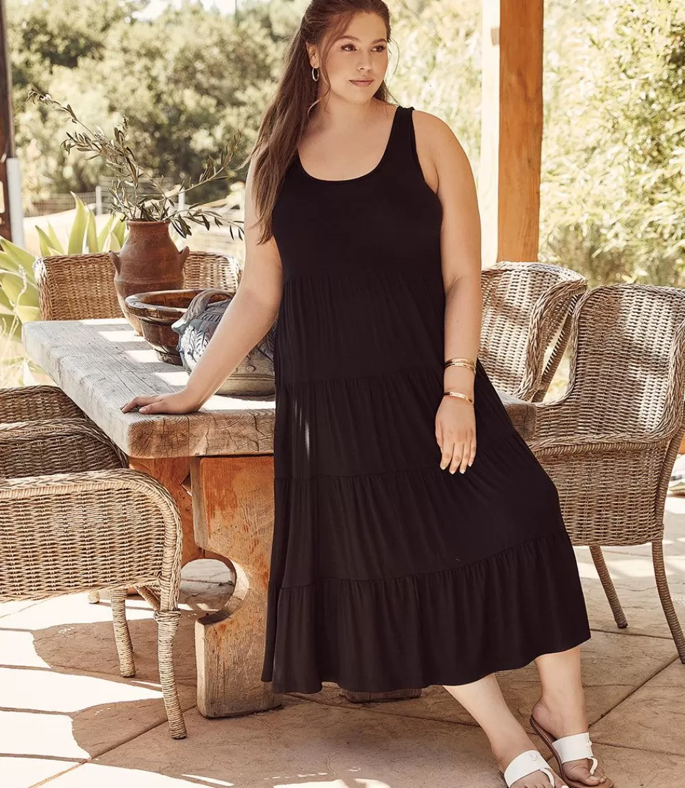 Plus Size Tiered Midi Dress>Karen Kane Discount