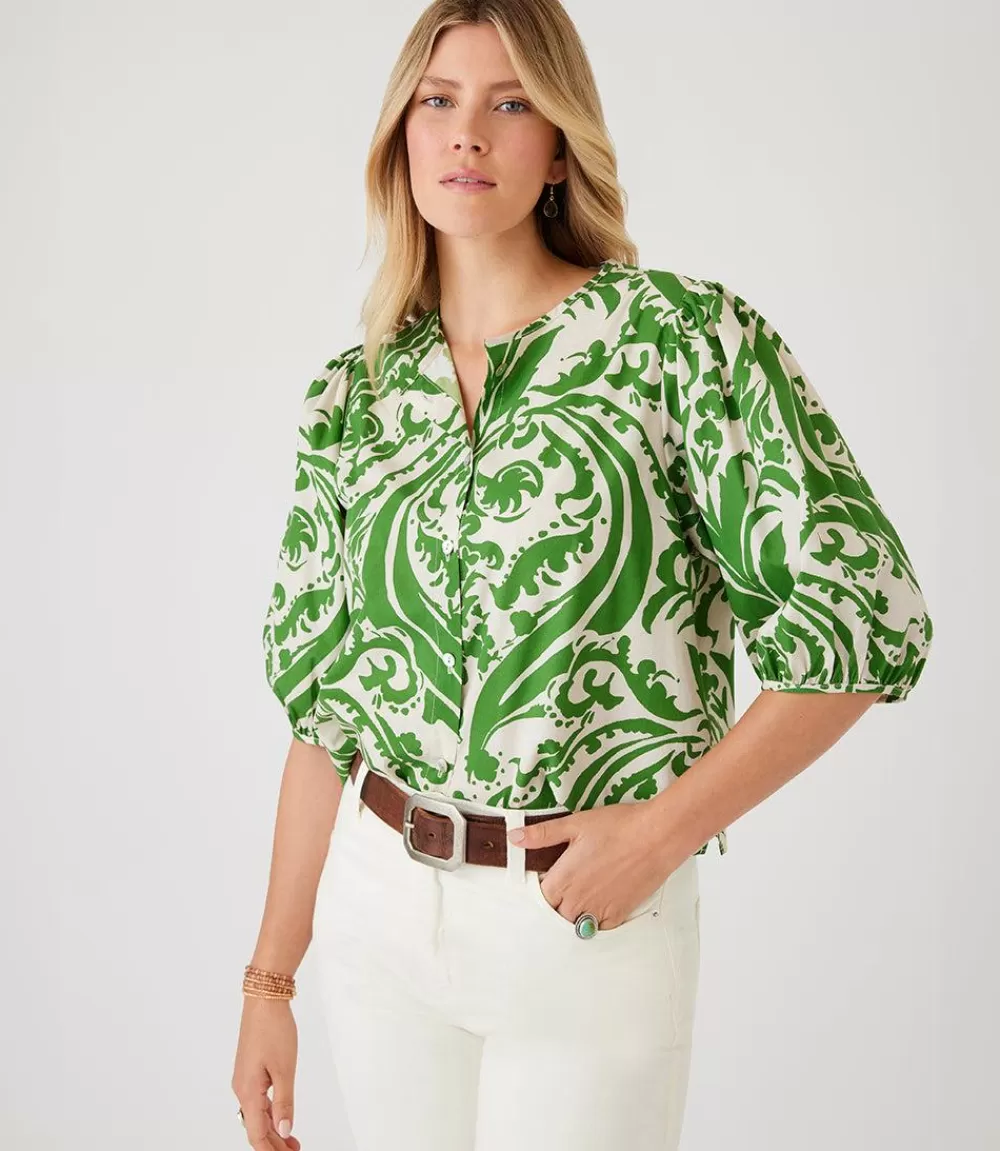 Puff Sleeve Button Front Shirt>Karen Kane Clearance