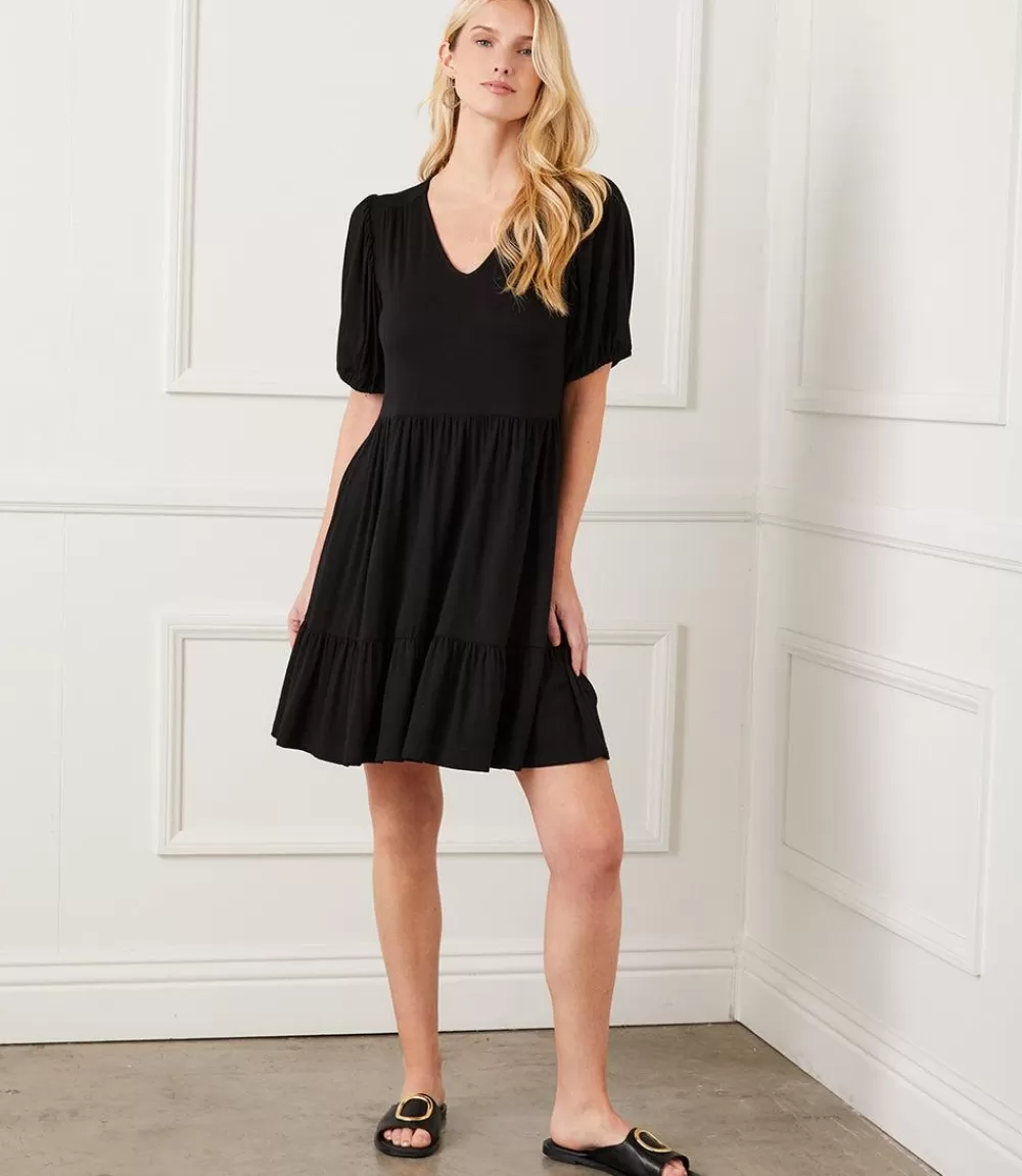 Puff Sleeve Tiered Dress>Karen Kane Shop