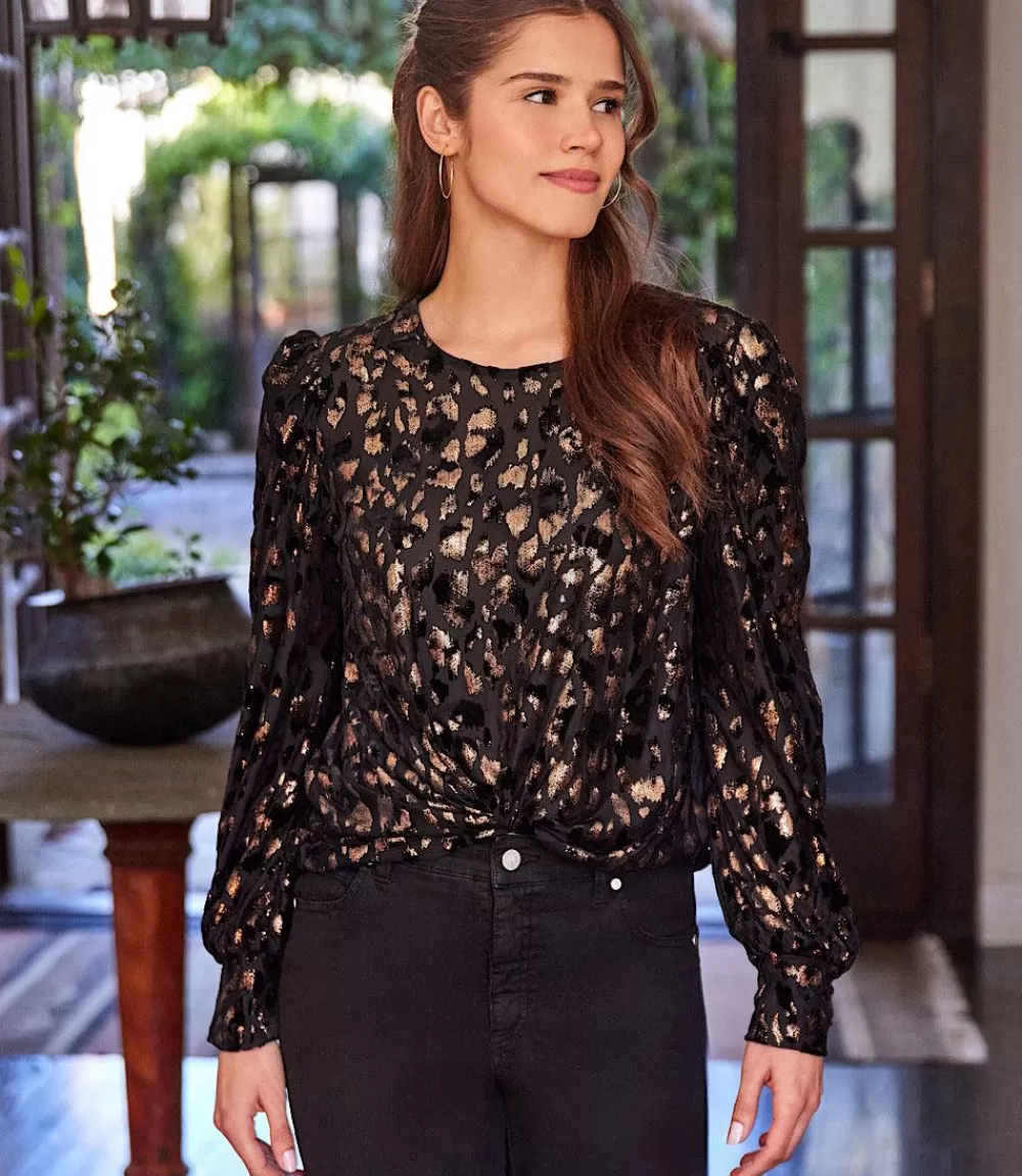 Puff Sleeve Velvet Burnout Top>Karen Kane Shop