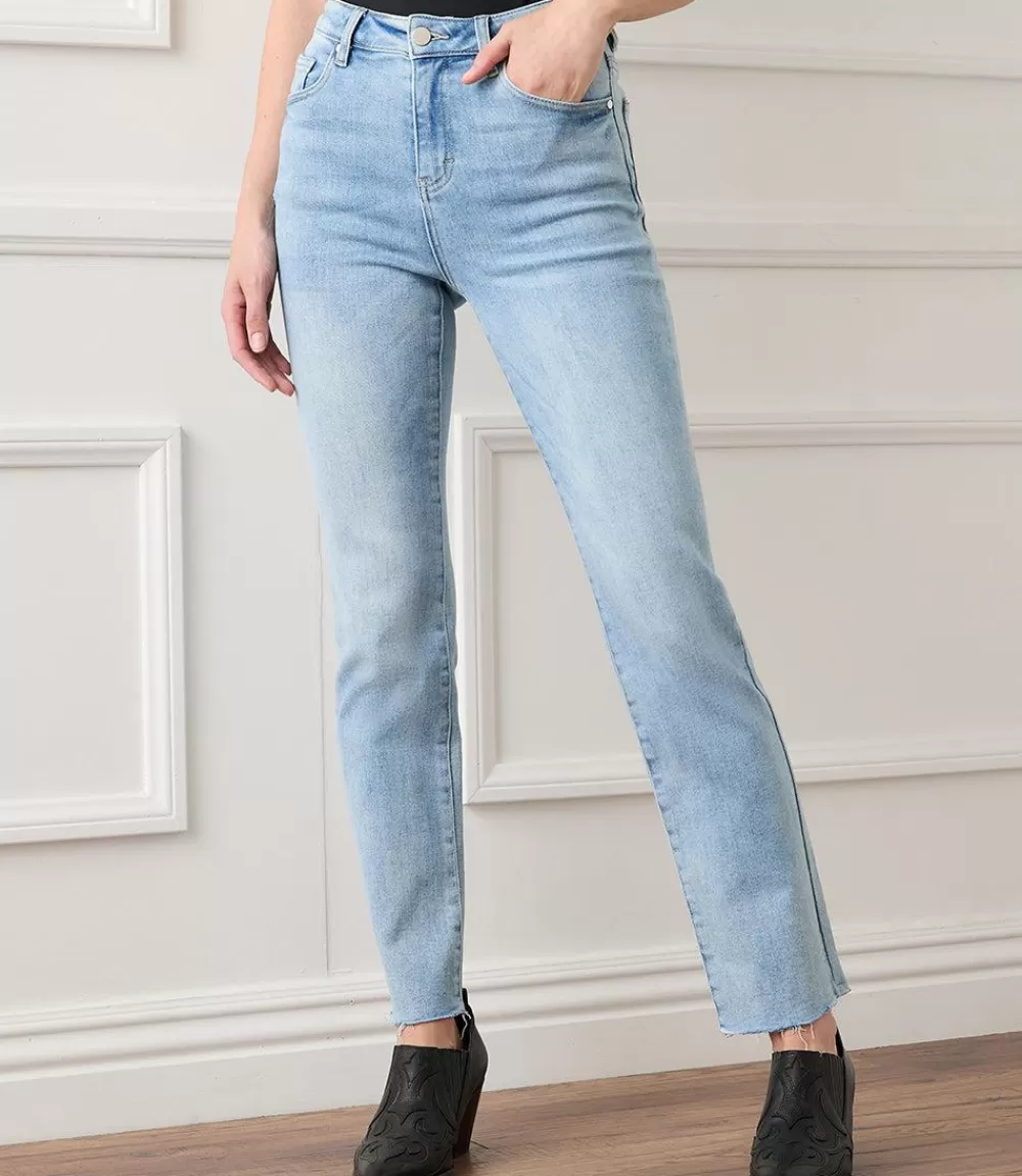 Raw Hem Straight Jeans>Karen Kane Cheap