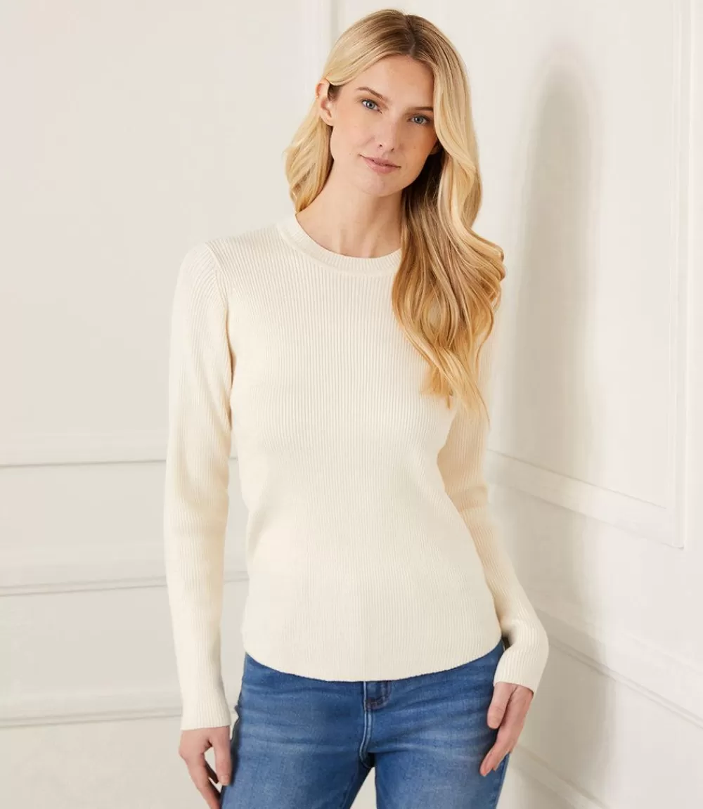 Ribbed Crewneck Sweater>Karen Kane New