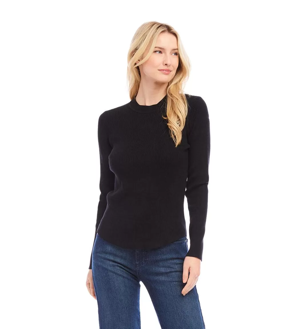 Ribbed Crewneck Sweater>Karen Kane New