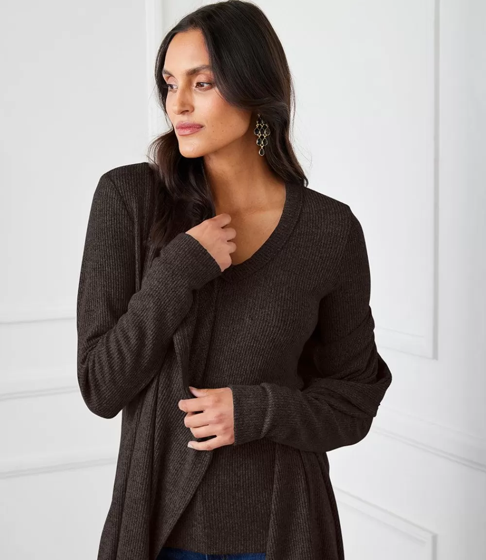 Ribbed Long Sleeve V-neck Top>Karen Kane Discount