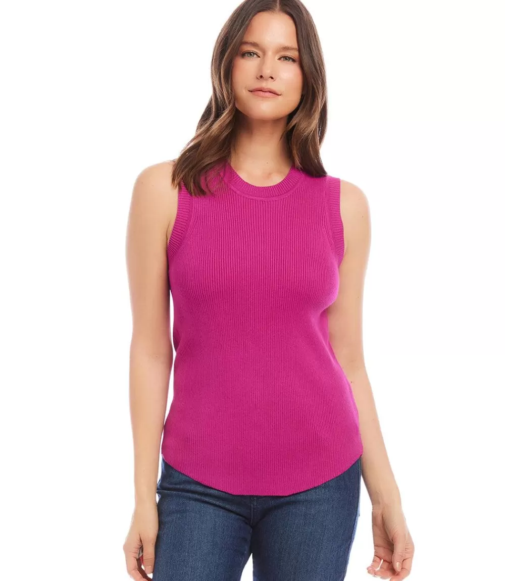 Ribbed Sleeveless Sweater Tank>Karen Kane Clearance