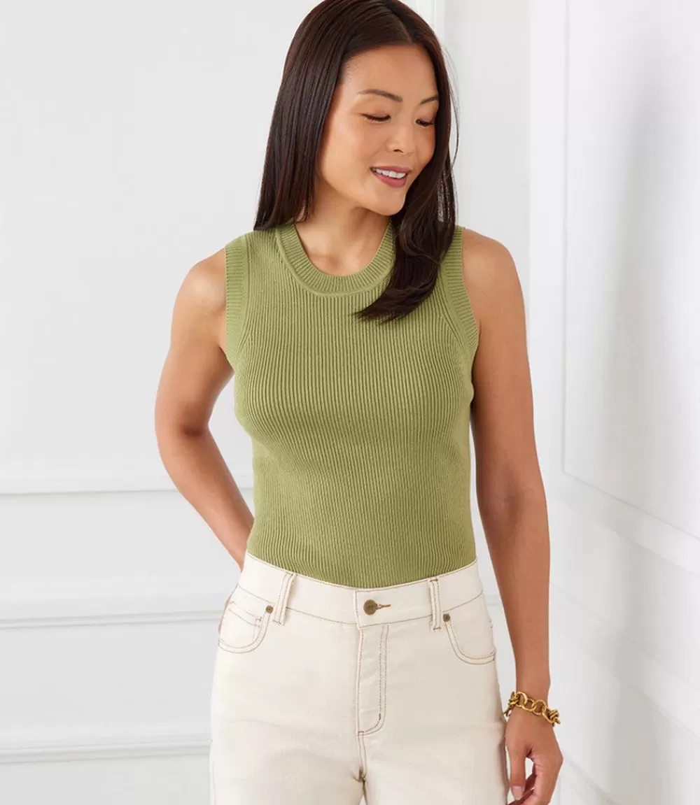 Ribbed Sleeveless Sweater Tank>Karen Kane Best Sale