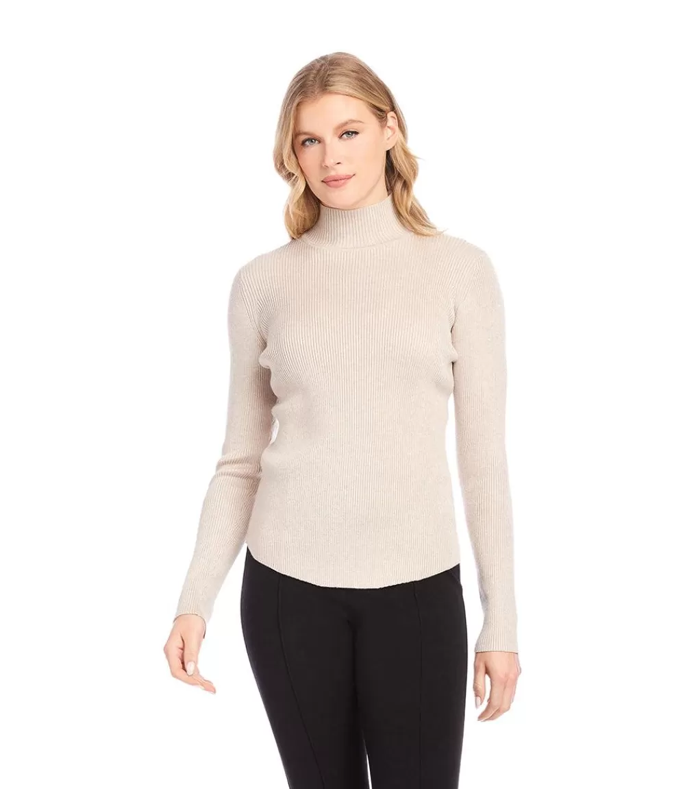 Ribbed Turtleneck Sweater>Karen Kane New