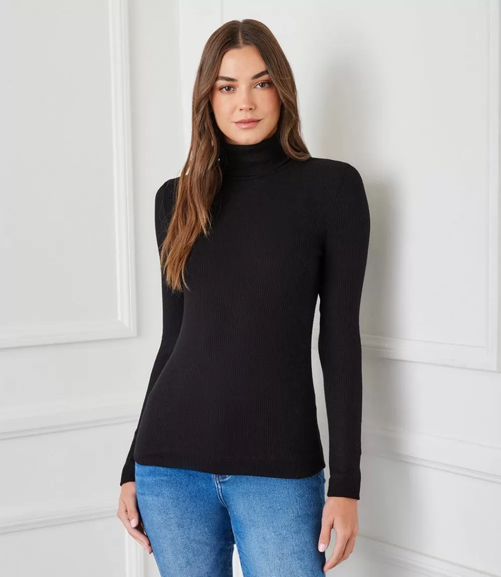 Ribbed Turtleneck Top>Karen Kane Best