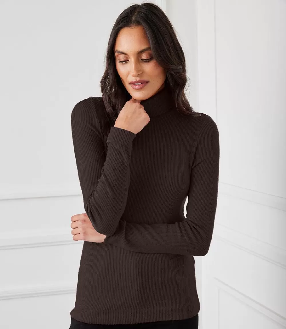 Ribbed Turtleneck Top>Karen Kane Flash Sale