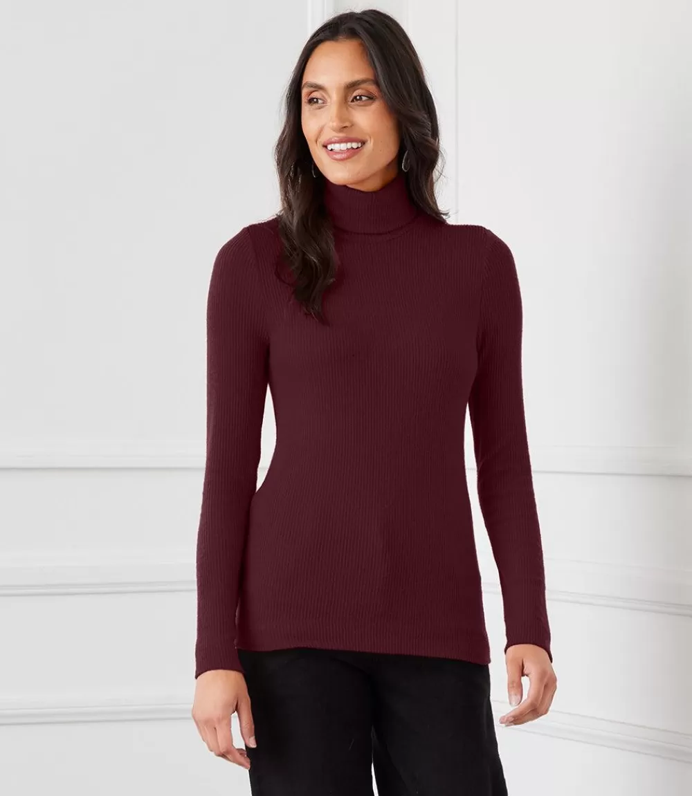 Ribbed Turtleneck Top>Karen Kane Fashion