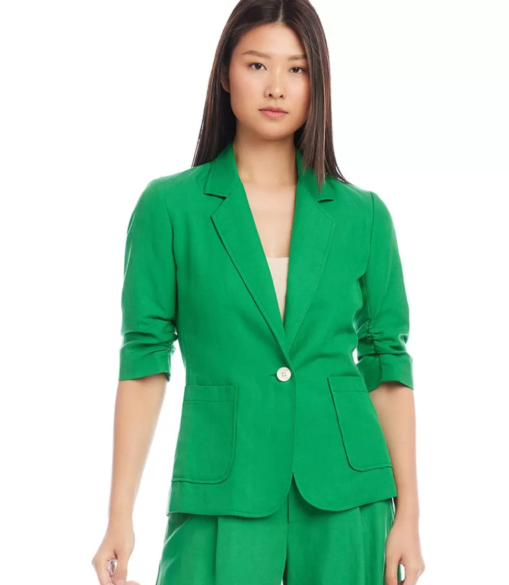 Ruched Sleeve Jacket>Karen Kane Clearance