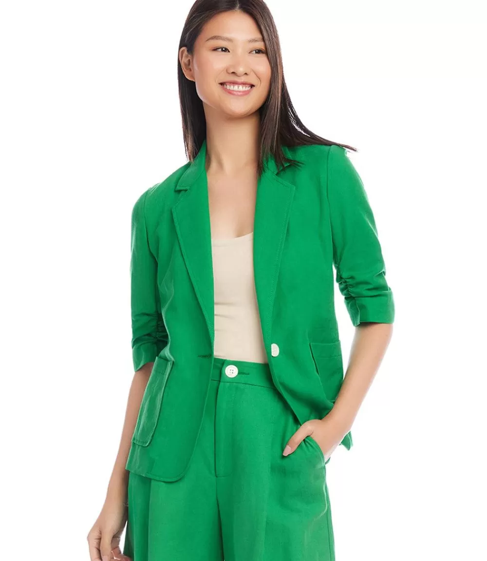 Ruched Sleeve Jacket>Karen Kane Clearance